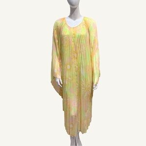 ModCloth NWT Citrus Tie Dye Accordion Pleated Chiffon Kaftan Dress Boho Small